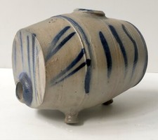 PETIT VINAIGRIER XIXè GRES D'ALSACE N° 3 DECOR BLEU FAIT MAIN ART POPULAIRE