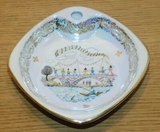 ASSIETTE CHAUFFANTE à bouillie bébé en PORCELAINE de PARIS 2 GROTH pont peche