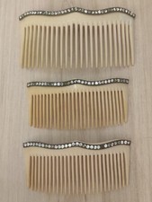 Parure 3 Anciens Peignes À Cheveux Strass/Accessoire Coiffure Ancien/Hair Comb