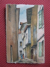 ++"1205"   CPA AGEN   RUE BEAUVILLE  VIEILLES MAISONS  PEINTURE DE BARDAY