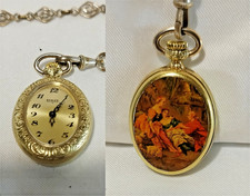 7- ravissante petite montre à gousset pendentif pour dame ± 1960 avec une chaine