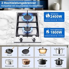 Table de cuisson gaz naturel Propane 2 feux inox Cuisinière à gaz encastrable 