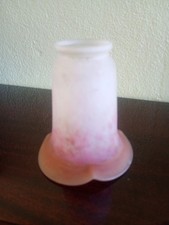 NOVERDY FRANCE - TULIPE VERRE évasé pinçé BLANC poudré-rose-orange - signé