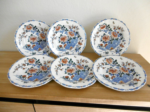 Six assiettes creuses faience - assiettes,