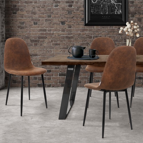 Set chaises marron salle à - 4,