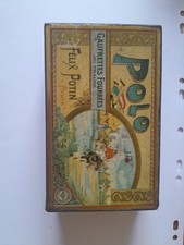 ANCIENNE BOITE FELIX POTIN POLO GAUFRETTES FOURREES AU PRALINE TOLE LITHOGRAPHIE