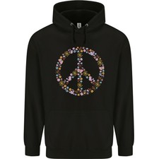 Hoodie Floral Symbole De La Paix Hippie Amour Pour Hommes 80% Coton