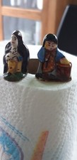 2 ANCIENS SANTONS FEVES EN Faïence  personnages Bretons  Ht 4 CM