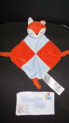 Doudou plat renard - plat, orange