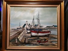 Marine de Gérard GOUVRANT port de belle ile en mer 46x55cm.