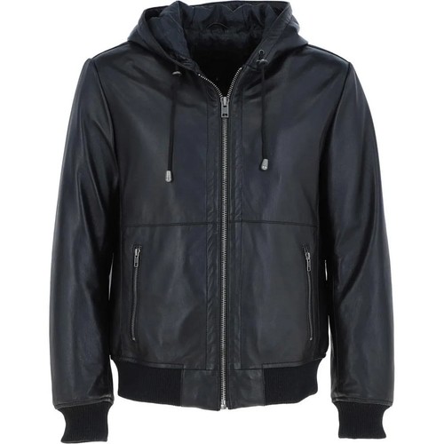 Veste cuir capuche pour - en,