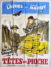 Affiche de cinéma 1945 TÊTE DE PIOCHE Laurel et Hardy, Lithographie, poster