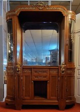 Buffet bibliothéque aux Putti style Empire de forme demie lune en acajou (B)