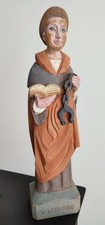 Saint Léonard Statue Religion Bois Sculpté 34 cm signé Yvon Laouenan Bretagne 