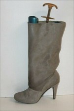 LONGCHAMP Bottes Vintage Cavalières Fourrure Rase Gris Clair T 38 BE