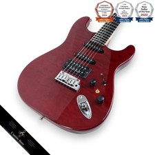 Guitare électrique Fender American Deluxe Stratocaster QMT HSS Bing Cherry