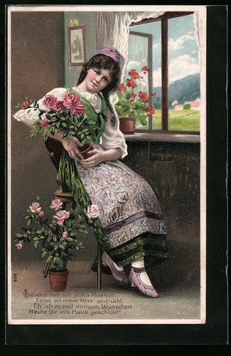 Carte postale gaufrée - , femme