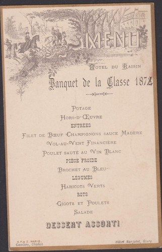 Menu ancien chasse - menu,