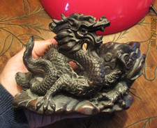 Ancien Dragon protecteur chinois Feng Shui Pot Brûleur d'encens Pierre de Lard