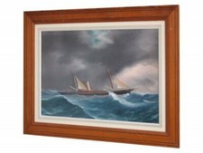 Gouache marine napolitaine fin 19ème