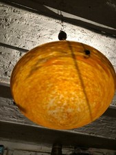 belle VASQUE d'éclairage suspension couleur vers 1900 non signée Muller,Degué ?