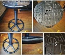 Guéridon / Bout de Canapé / Tabouret " Megelec"dans un Esprit Industriel 