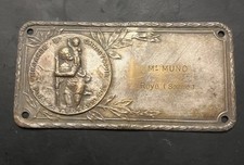 French Door Plate Saint Christopher Silver Brass Marker Plaque Antique