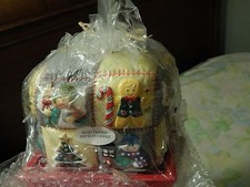 Christmas 3D Patchwork ~ Hand Painted Candle w/ Ceramic Tray ~ Xmas Gift *NEW*