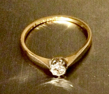 Bague Ancienne T 49, Beau Diamant 3mm Or 18 Carats et Platine, Solitaire 18K 750
