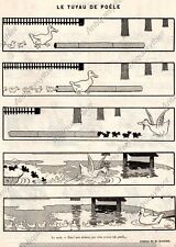 LE TUYAU DE POELE CANARD CANETON VILAIN RABIER HUMOUR 1900 PRINT DUCK BLACK SWAN