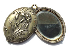 BIJOU MIROIR ART NOUVEAU FLEURS DE LYS JEWELRY MIRROR NEW ART FLOWERS OF LILY