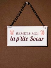 Plaque métal la p'tite, citation humoristique blagues & rires, déco bar & café