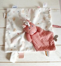 Noukie's doudou Lina et Joy licorne dragon carré lange crème écru rose noukies