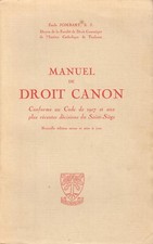 MANUEL DE DROIT CANON PAR ÉMILE JOMBART AUX ÉDITIONS BEAUCHESNE 1959