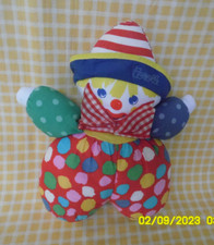 co/ COROLLE DOUDOU POUPEE CLOWN VINTAGE ANNEE 1994 BLEU VERT ROUGE GRELOT 25CM