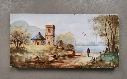 Paysage peinture sur plaque
