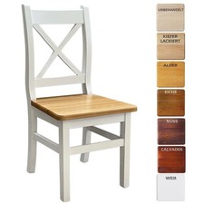 Chaise en bois blanc chaise croisée PIN MASSIF BOIS - NEUF style campagnard...
