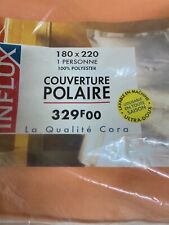 ANCIENNE COUVERTURE DE LIT POLAIRE ORANGE SAUMON