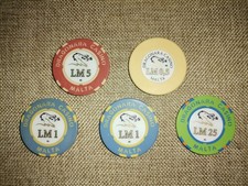 Lot Jetons de casino roulette poker Malta Malte Chips Dragonara