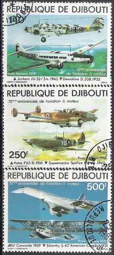 Timbres avions djibouti - timbres,