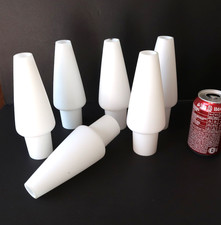 Lot de 6 Tulipe Abat-Jour Opaline Conique Blanche Lampe Luminaire Rispal 1950
