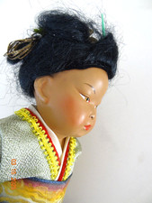 Poupée ancienne Petitcollin Celluloïd Asiatique en tenue d'origine - 20 cm