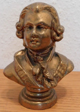 1.4KG vintage 13cm STATUE BUSTE de MOZART statuette TETE en METAL poids à POSER