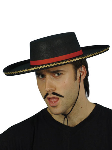 Chapeau espagnol noir rouge - chapeau,