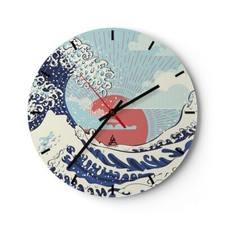 Horloge murale en verre 40x40cm Silencieuse Rouge Moderne Peut-être Wall Clock