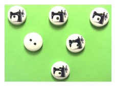 LOT 6 BOUTONS BOIS : rond thème mercerie machine à coudre 15mm (13)