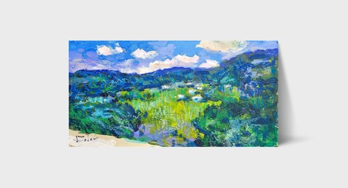 Oil painting village ukrainian - oil,