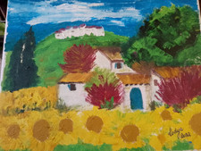  tABLEAU ORIGINAL Champ Tournesols   oil painting The Sunflowers 