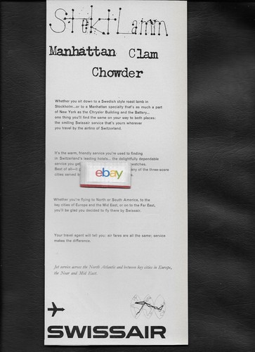 Swissair 1960 manhattan - swissair, clam