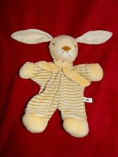 Doudou Peluche Lapin CREDIT AGRICOLE Plat Rayé Beige Blanc Echarpe